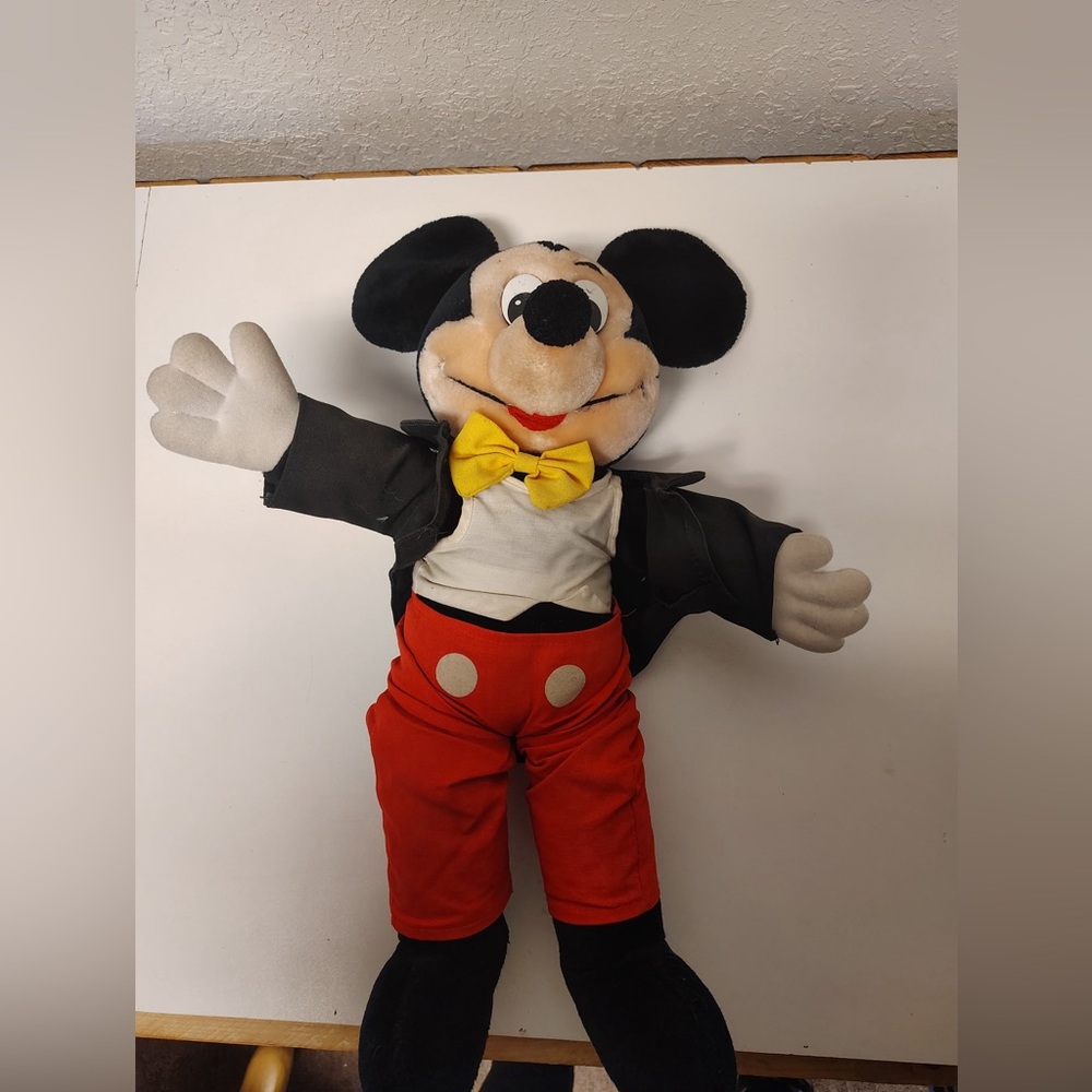 Vintage Disney Mickey Mouse Plush Tuxedo Bow Tie Disneyland WDW Parks Exclusive